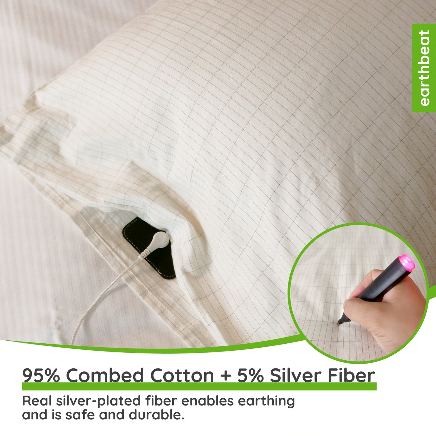 earthbeat Dye-Free Earthing Pillowcase