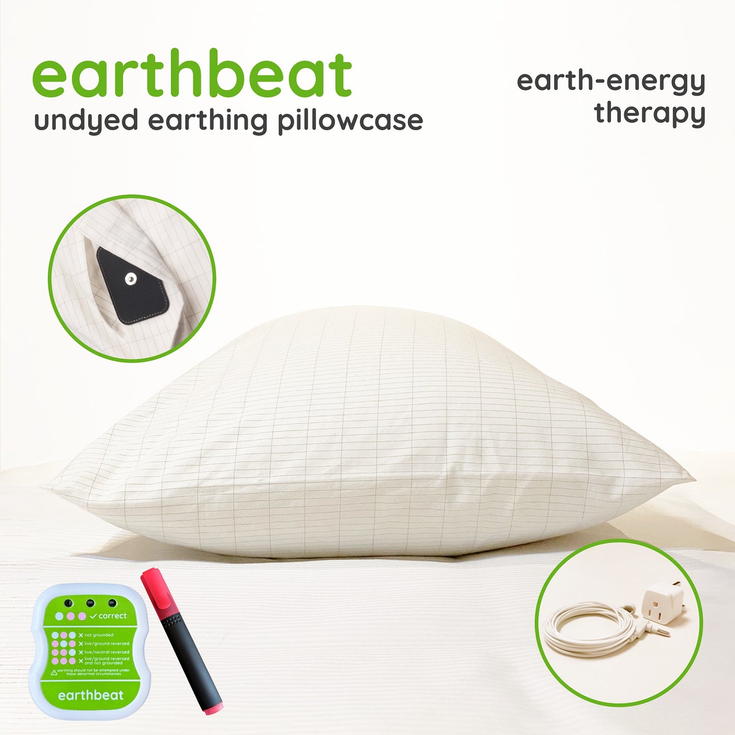 earthbeat Dye-Free Earthing Pillowcase